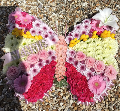 Funeral flowers Lymington - floral tribute butterfly